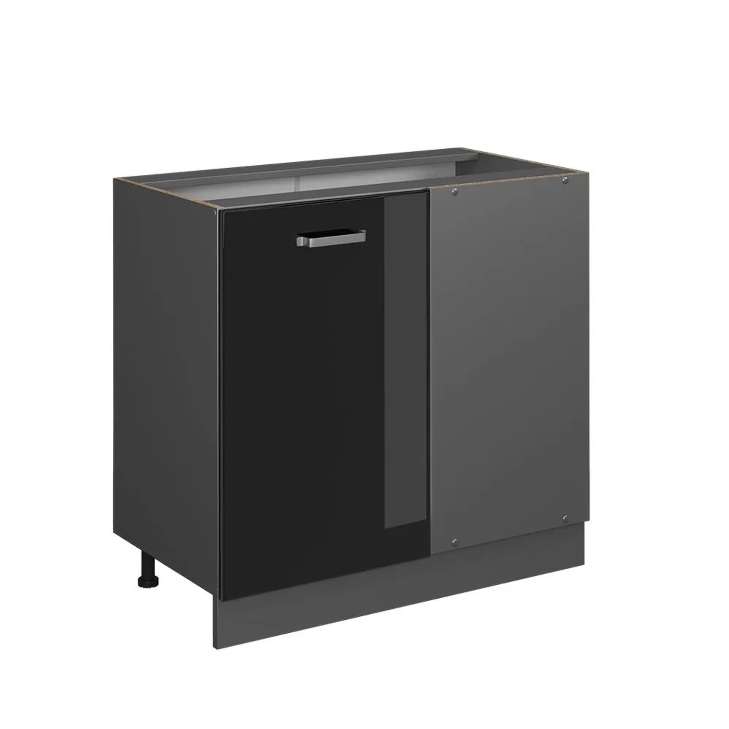 Vicco Eckunterschrank R-Line Schwarz Hochglanz Anthrazit 86 cm ohne Arbeitsplatte