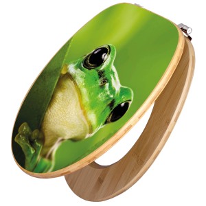 Banjado WC-Sitz aus Bambus mit Frosch-Motiv. Toilettendeckel mit Universal Scharnieren.