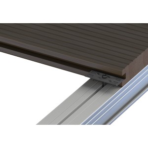 GS Terrassen Bohrschraube mit Dielenclip an Terrassendiele und Unterkonstruktion.