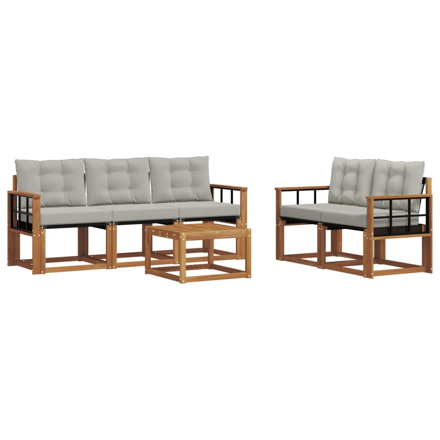 vidaXL Outdoor-Sofagarnitur mit Kissen 6-Tlg Natur und Hellgrau 3368406