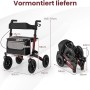 Costway Rollator mit Luftbereifung Faltbar 7-Fach Höhenverstellbar Rot_2