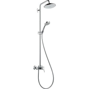 Hansgrohe Croma Showerpipe 220 mit Kopf- und Handbrause, Einhebelmischer, Chrom.