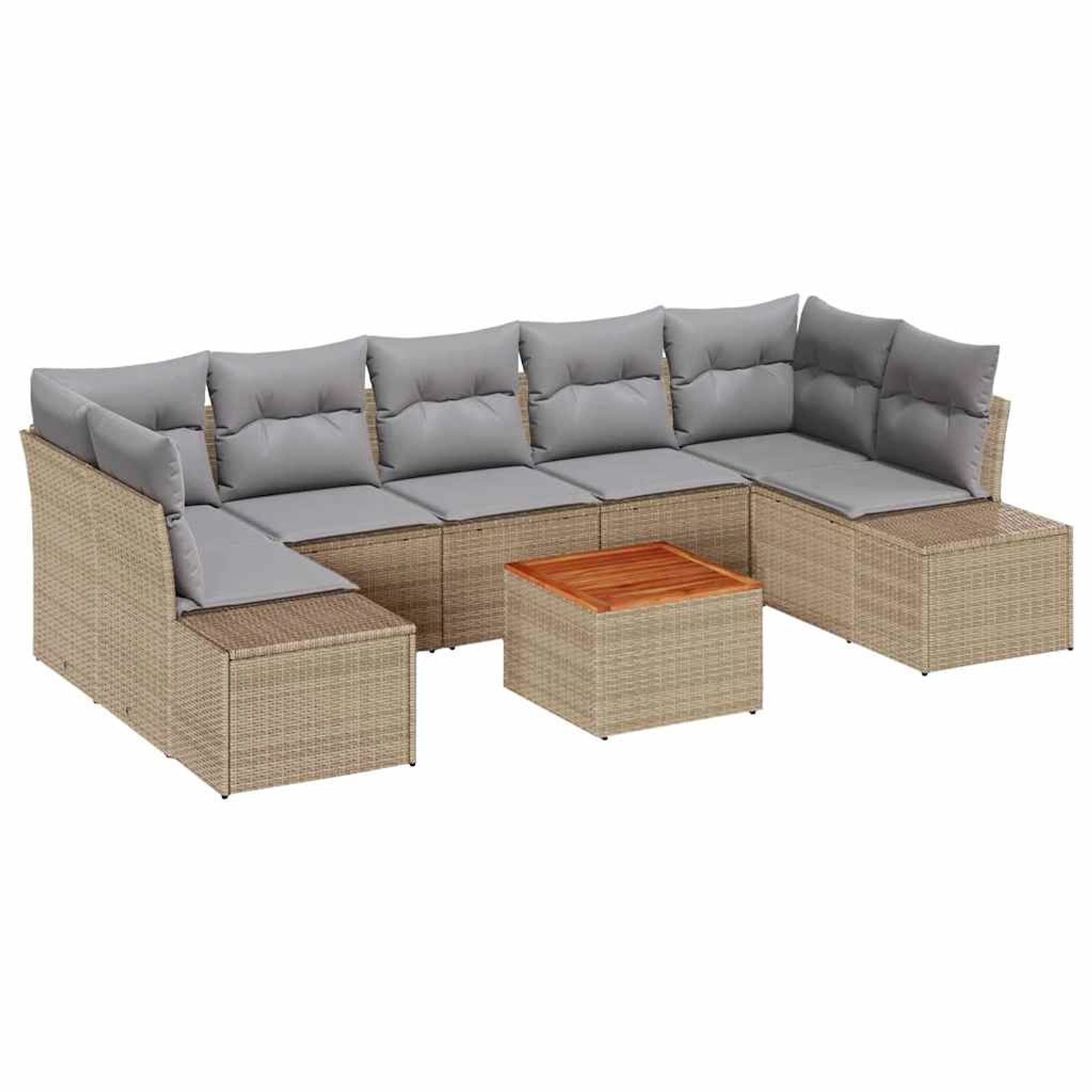 vidaXL Garten-Sofa-Set mit Kissen 8-Tlg Beige Poly Rattan 3347924 günstig online kaufen