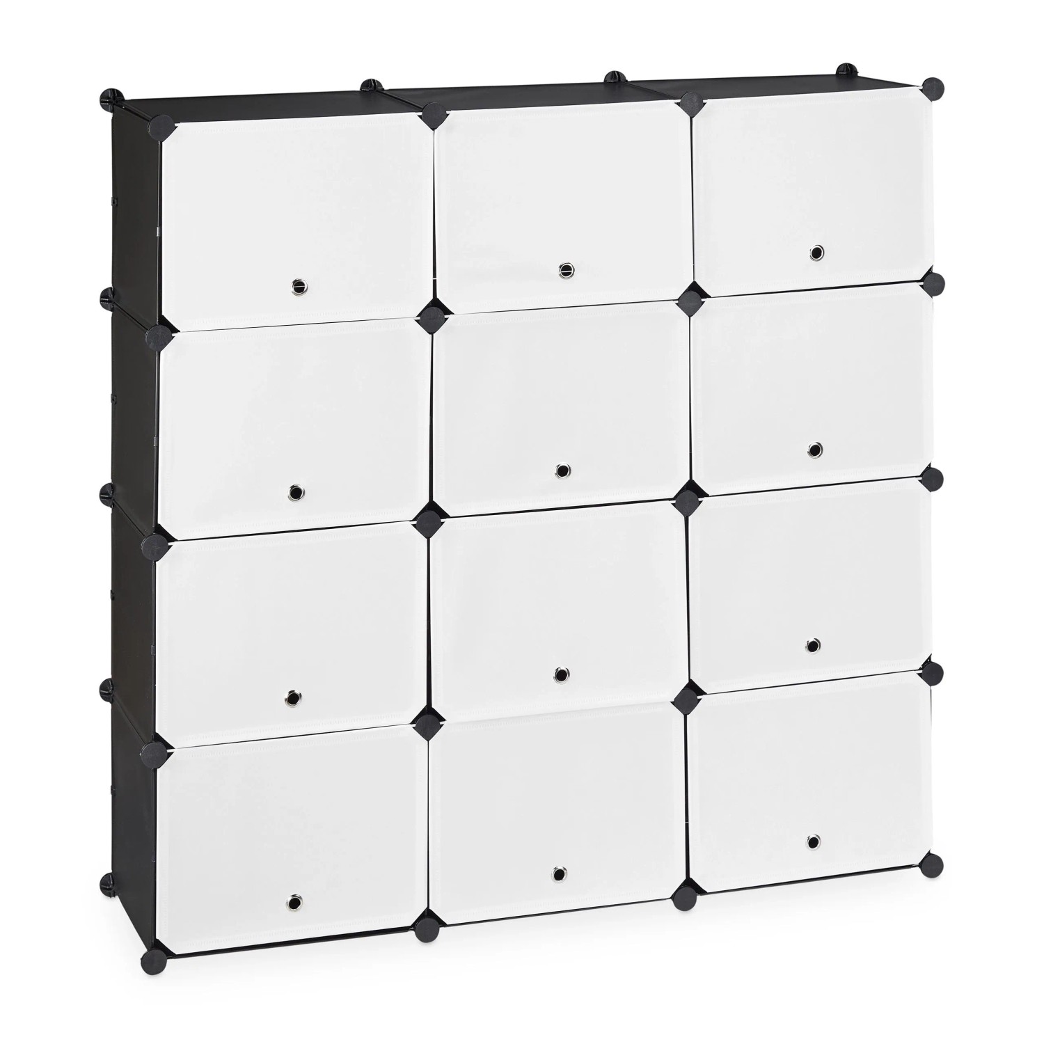 Relaxdays Schuhschrank Kunststoff Metall Schwarz Weiß Stecksystem 24 Fächer 125 cm x 125 cm x 32 cm 10,9 kg