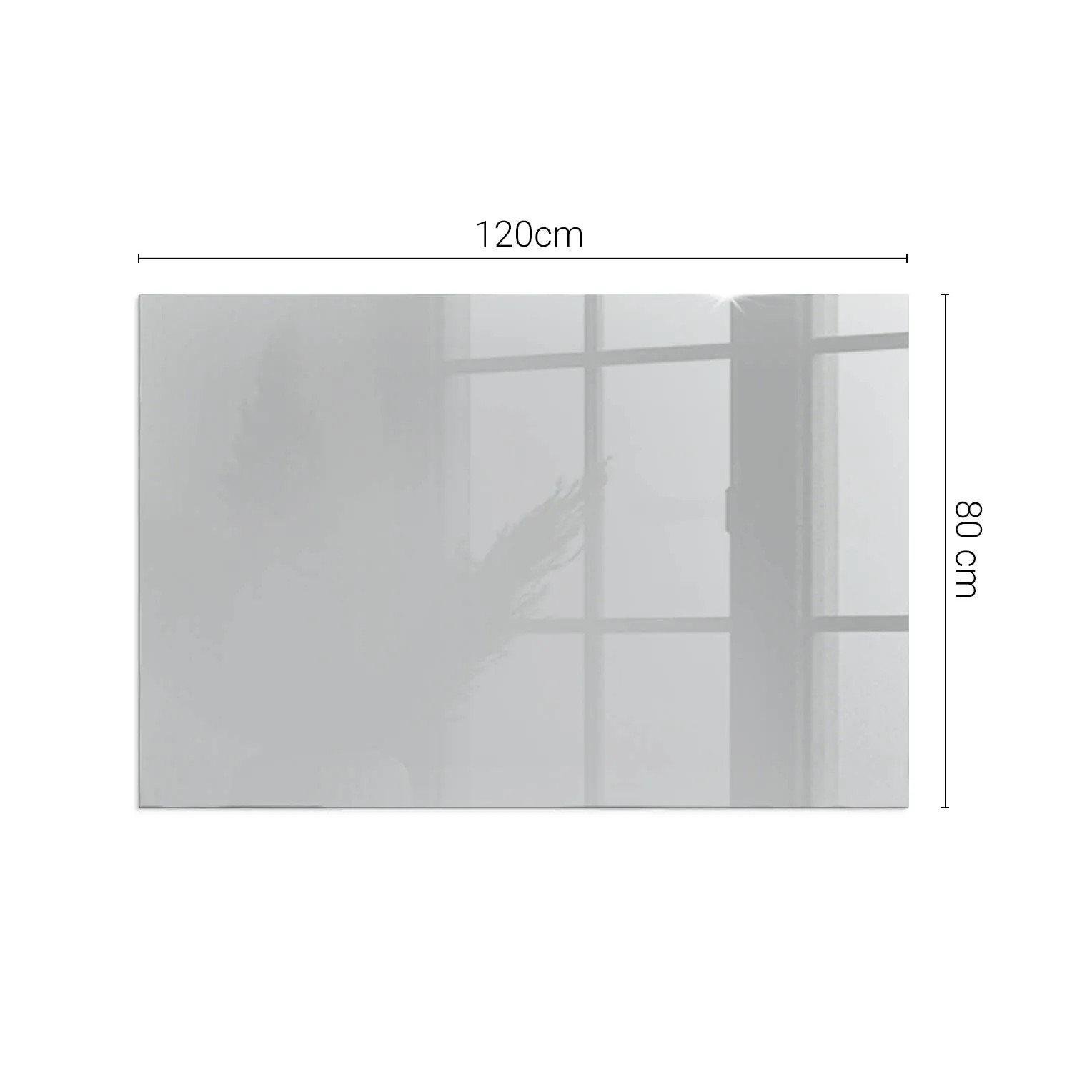 Rechteckige graue Tulup Glas-Bodenplatte 120x80 cm, hitzebeständiger Bodenschutz für Kaminöfen.