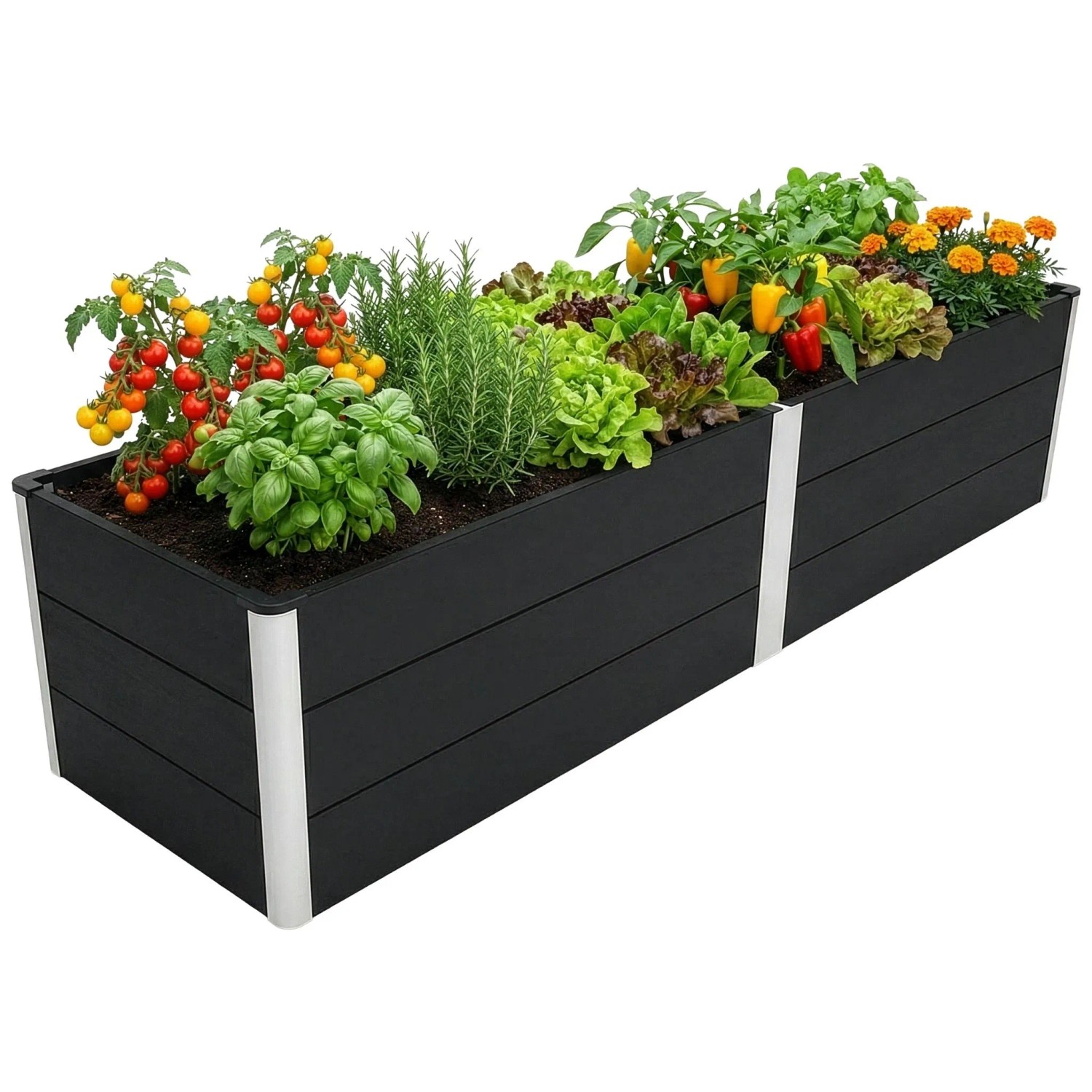 Floordirekt WPC Hochbeet Paros Mit Trennwand Und Drainage Anthrazit 200 x 50 x 45 cm