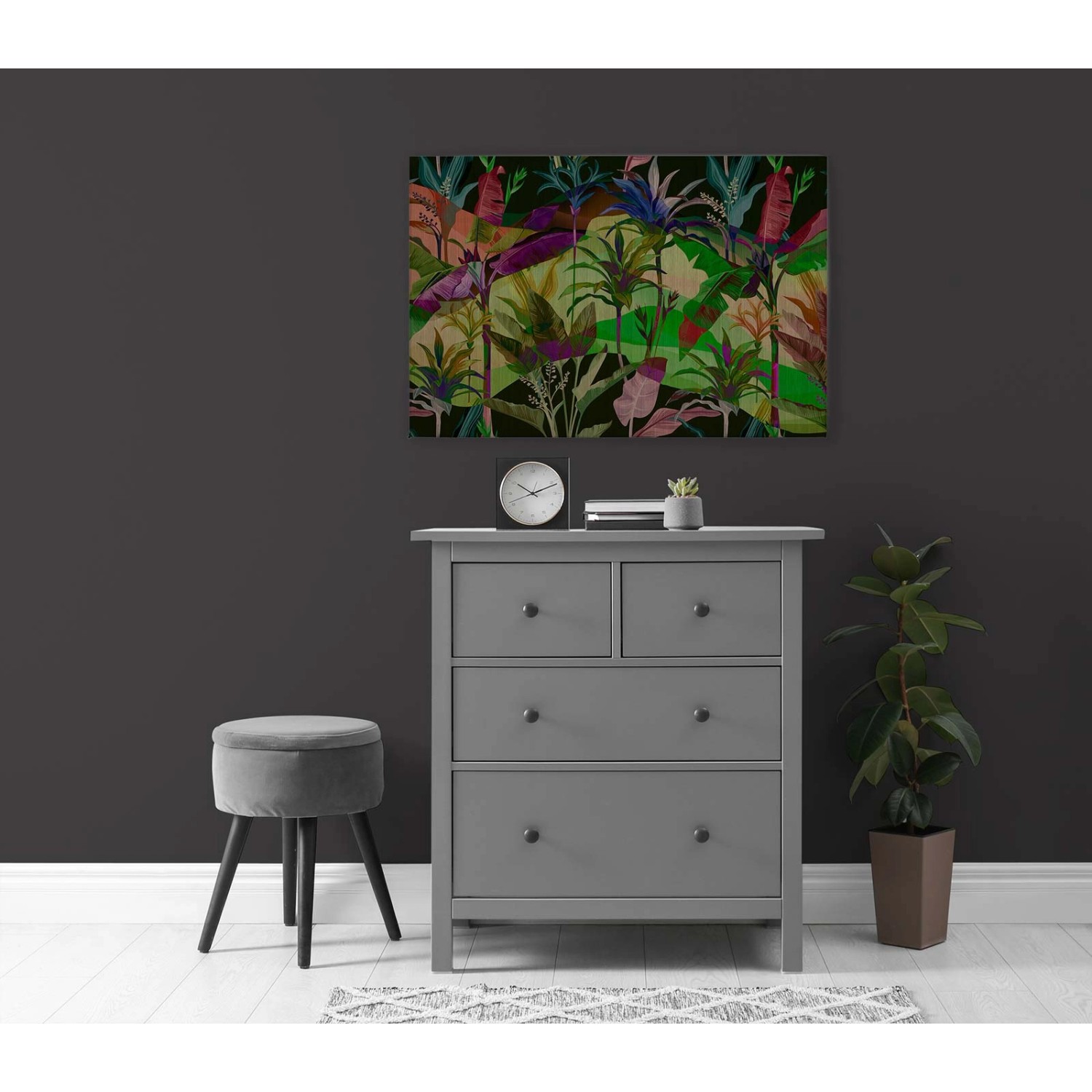 Bricoflor Bild Mit Dschungel Auf Leinwand In 120 X 80 Cm Buntes Wandbild Mit Palmen Motiv Ideal Für Teenager Und Wohnzim