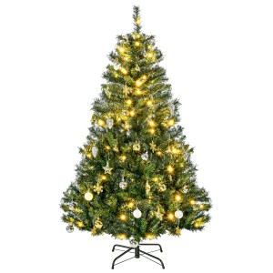 HOMCOM Tannenbaum mit 120 LEDs, geschmückter künstlicher Weihnachtsbaum, 150cm hoch.