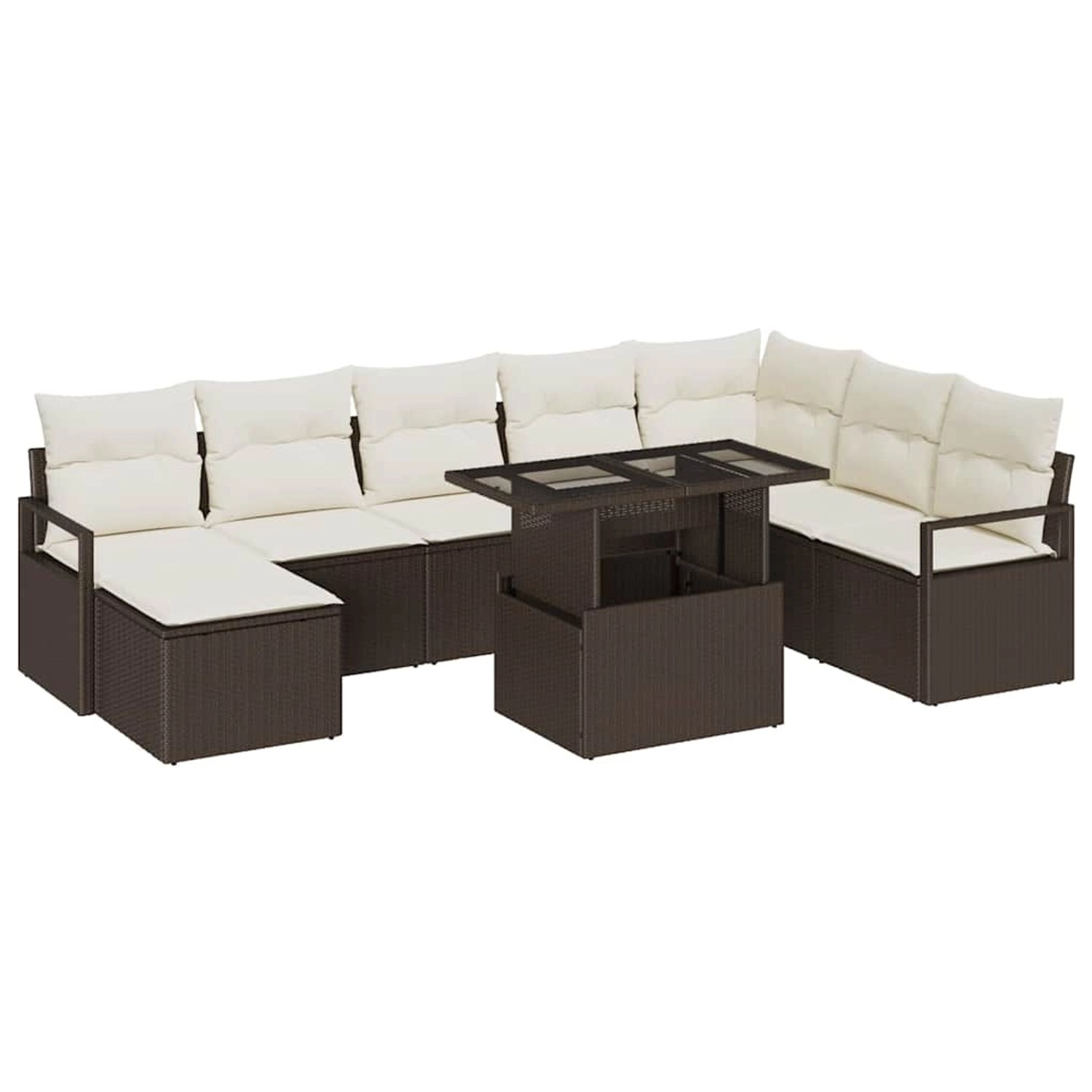 vidaXL Garten-Sofa-Set mit Speicher 9-Tlg Braun Poly Rattan 3357611 günstig online kaufen