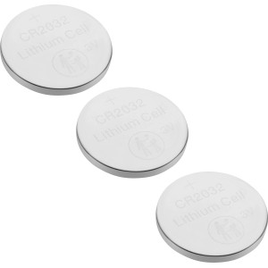 Drei CR2032 Lithium Knopfzellen für Uhren, Taschenrechner und mehr.