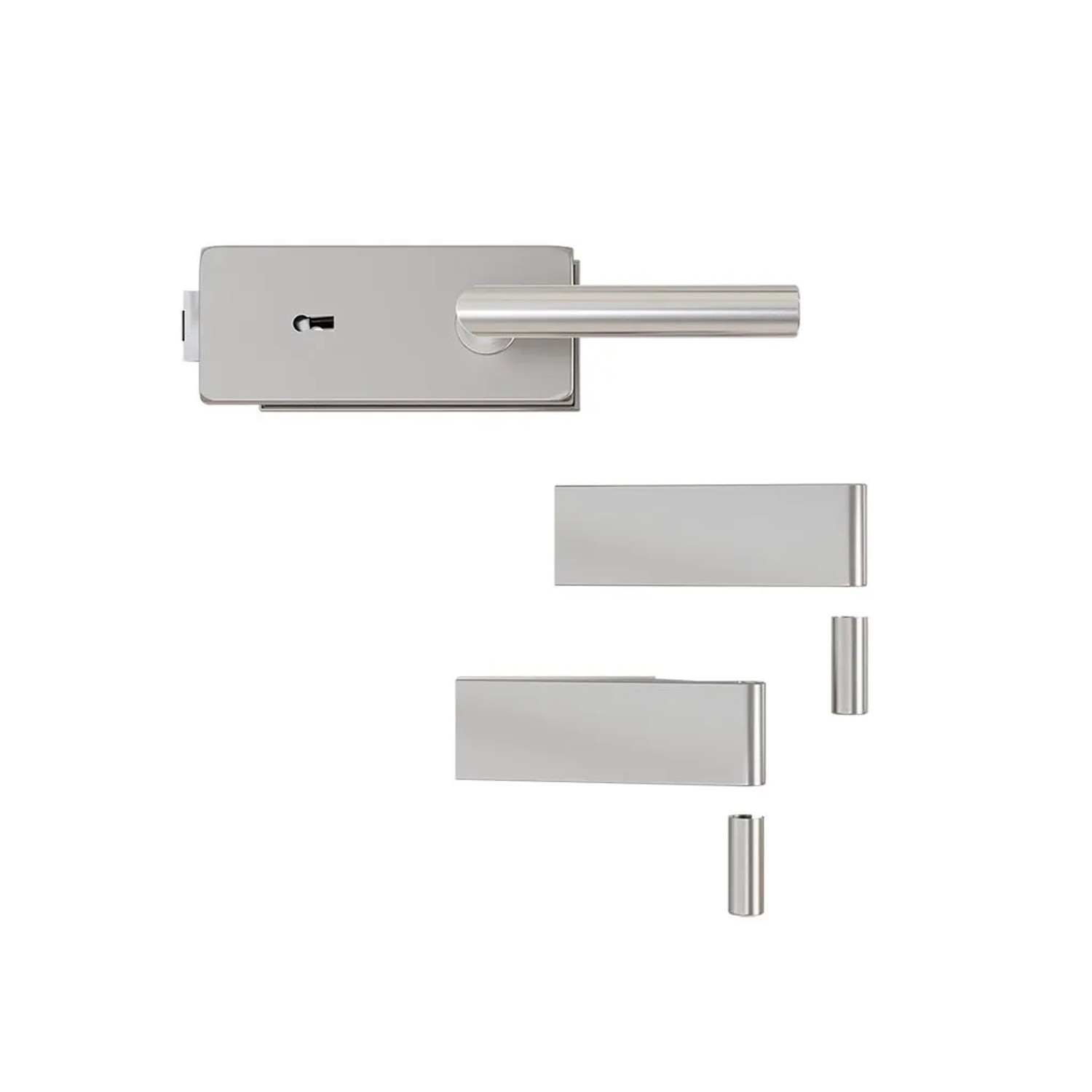 Hansaglas Glastürbeschlag Studio Buntbartschloss Eckig Glastür Beschlag-Set Edelstahl