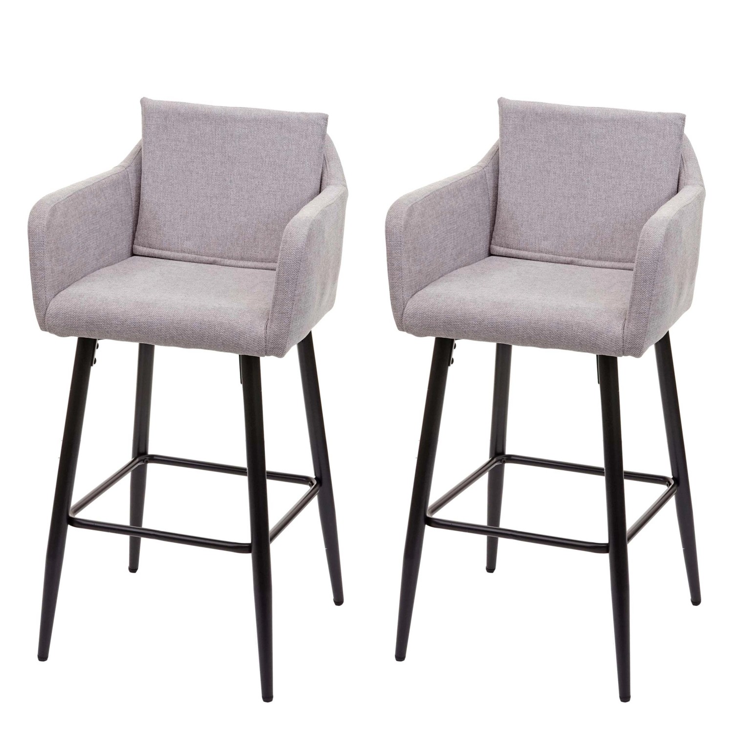 PROREGAL 2er-Set Barhocker Mit Lehne Sitzhöhe 74cm Fußablage Metall Stoff/T günstig online kaufen