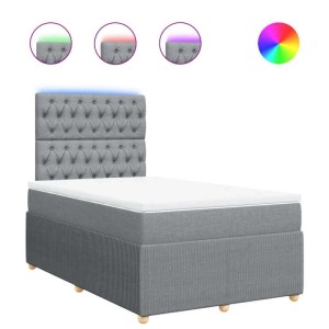 vidaXL Boxspringbett mit Matratze Hellgrau 120x200 cm Stoff 3294330