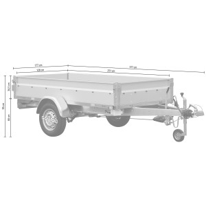 Stema Anhänger Basic ST 1300-25-13.1, gebremster Autoanhänger mit großer Ladefläche und Stützrad.
