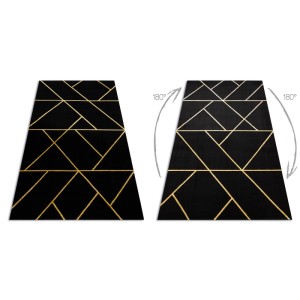 RugsX Teppich Emerald VG16668, schwarz mit goldenen geometrischen Linien, 160x220cm.