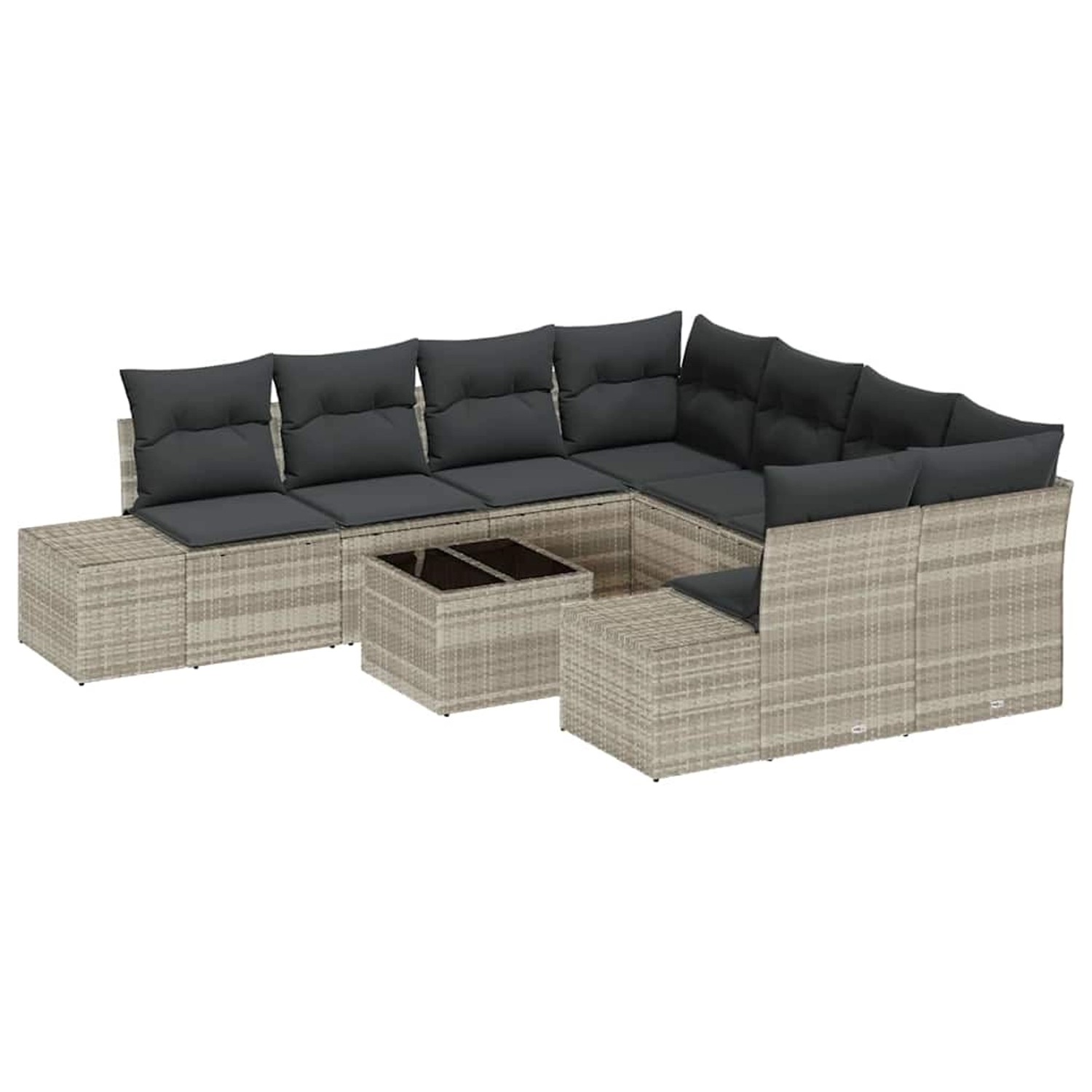 vidaXL Garten-Sofa-Set 9-Tlg Hellgrau Poly Rattan 3347002 günstig online kaufen