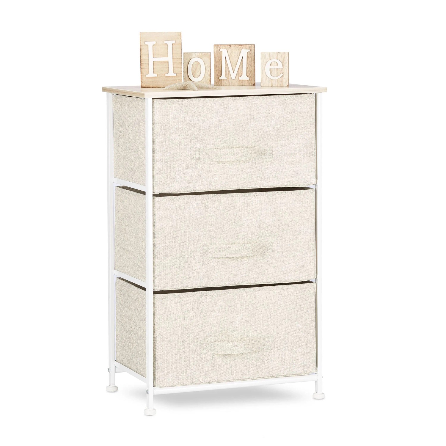 Relaxdays Regalsystem Stahl Stoff MDF Beige Weiß Mit Schubladen