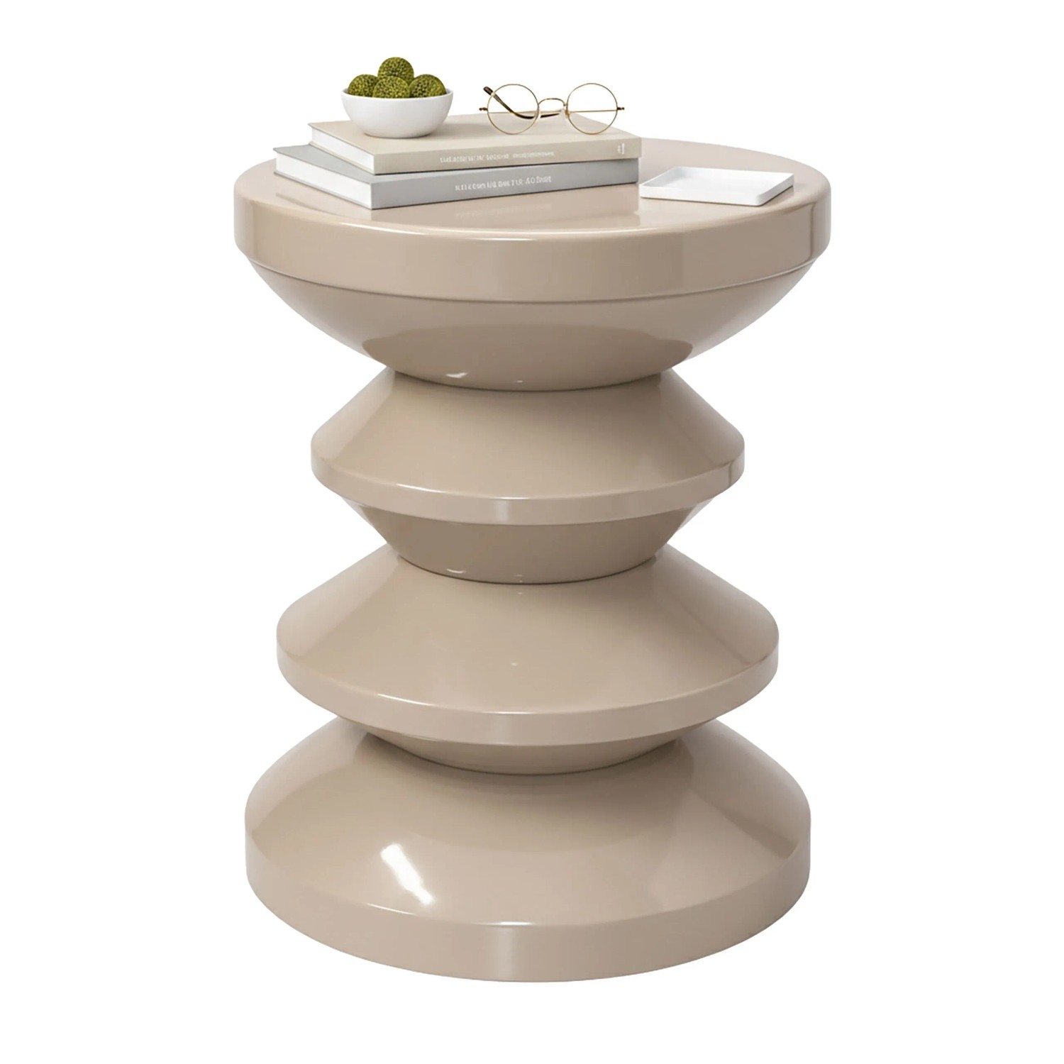 Relaxdays Beistelltisch Eisen Beige Hochglanz Zickzack-Design 46 cm x 35 cm