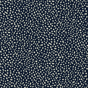 Detailansicht: Blaue Joules Vliestapete Guinea Spot mit weißen Punkten.