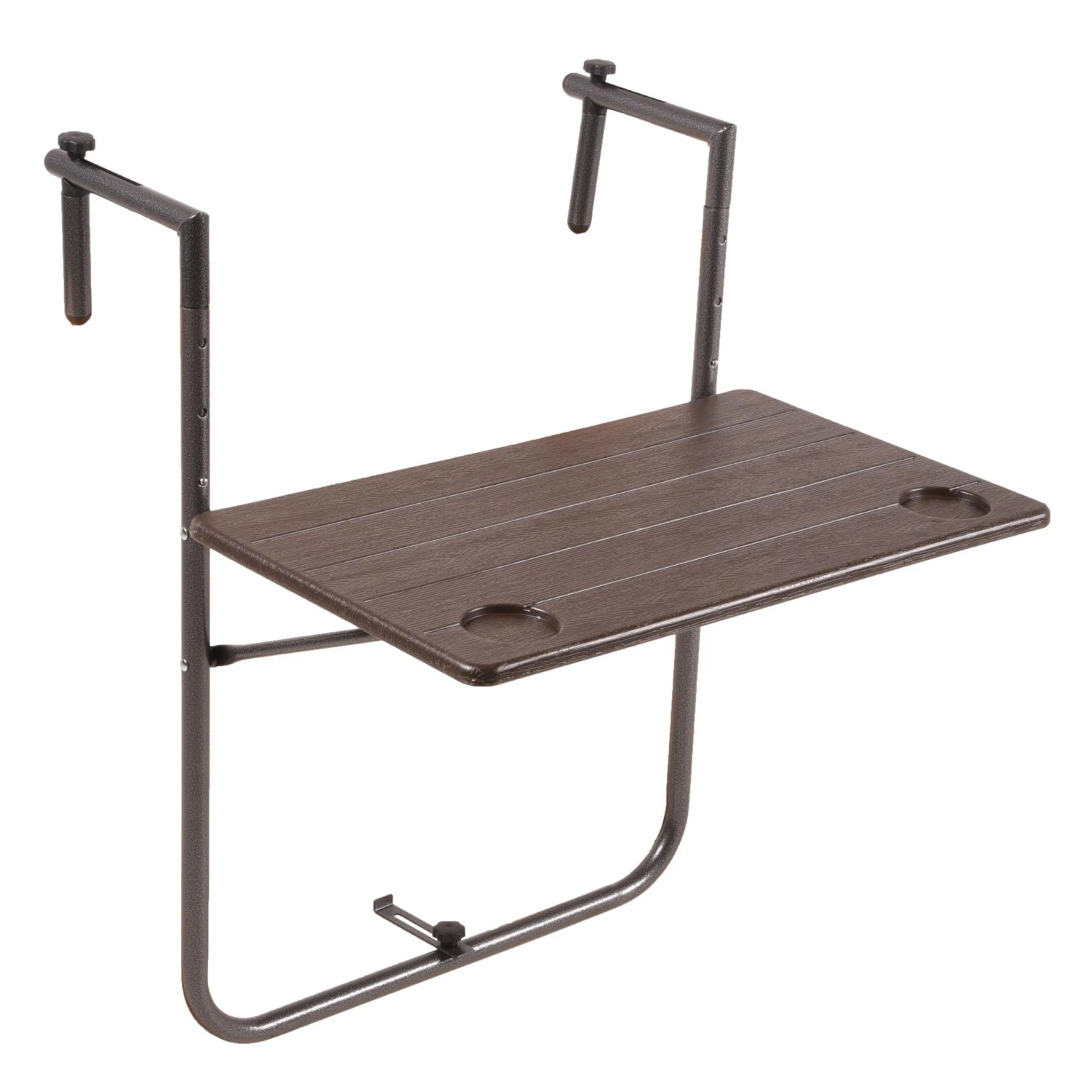 DELUKE Balkontisch KONNI Holz-Optik Kunststoff Braun 59,5x35x83,5cm Gartentisch Balkon-Tisch Kleiner Tisch Terrassentisch Verandatisch