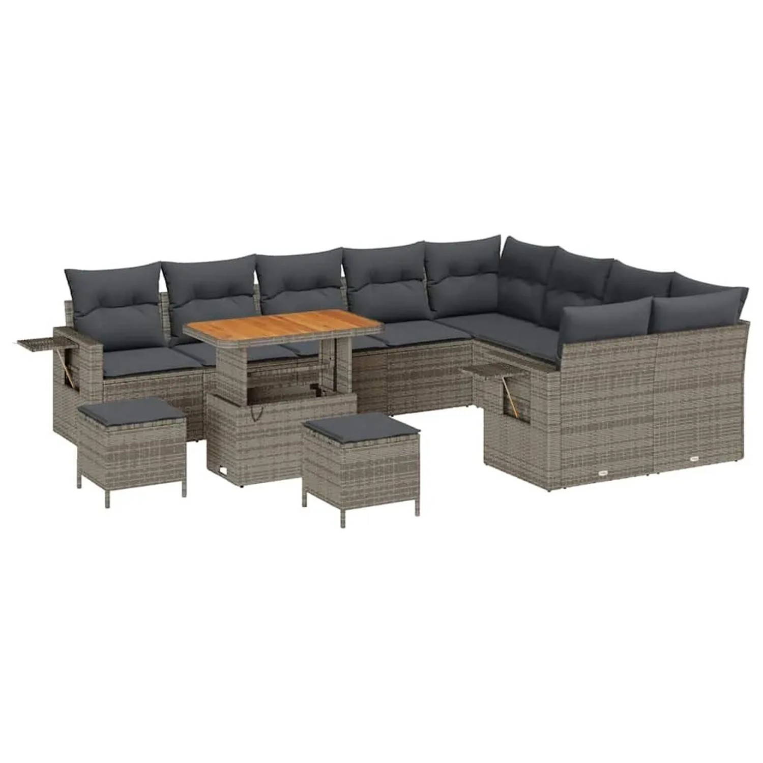 vidaXL Gartensofa-Set mit Kissen 12 Stk Grau Poly-Rattan 3363738 günstig online kaufen