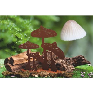 Ferrum Art Design Deko-Figur Fliegenpilz aus Edelrost, 32 cm, für die Gartendekoration.