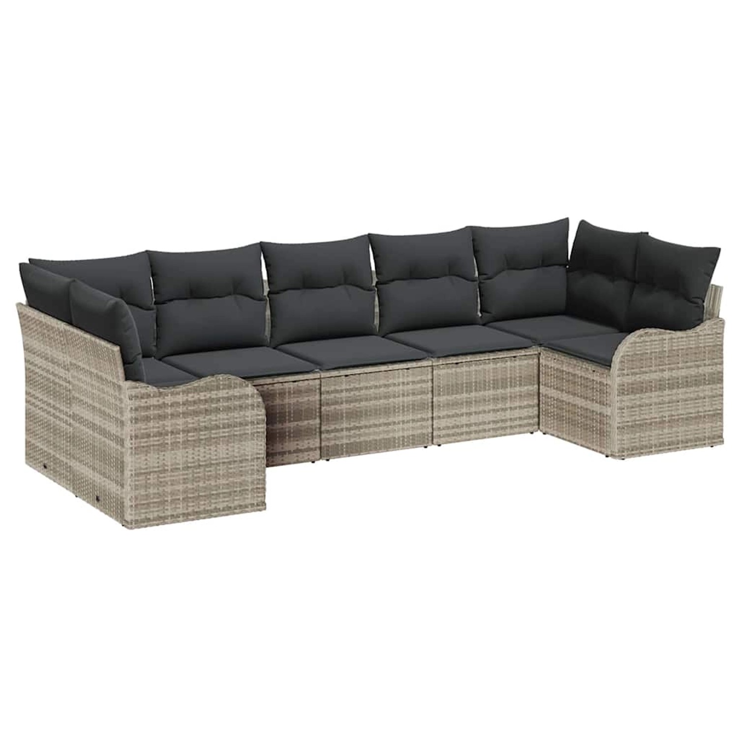 vidaXL Garten-Sofa-Set mit Kissen 7-Tlg Hellgrau Poly Rattan 3345852 günstig online kaufen