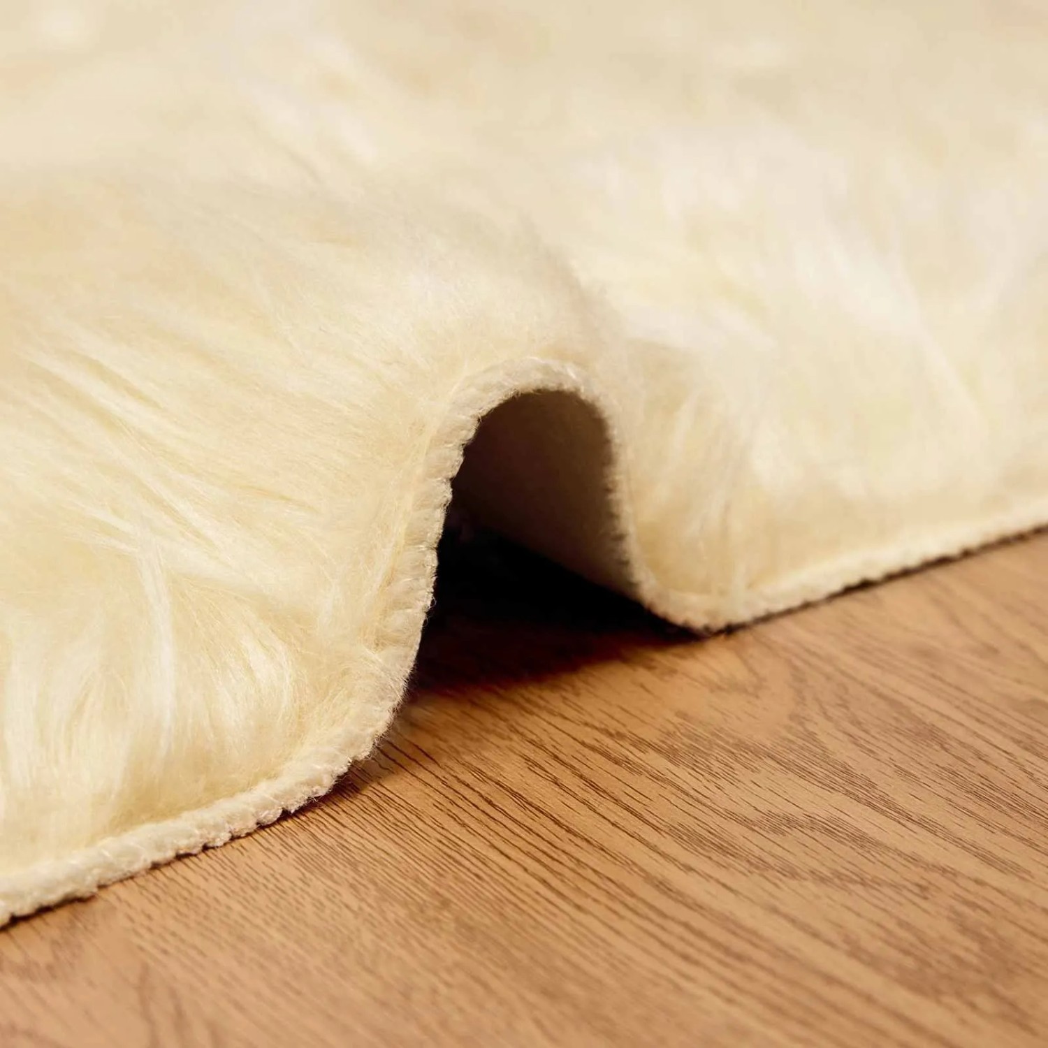 vidaXL Kunstschaffell Teppich Tafalla Creme 160 x 160 cm Polyester 42021510_5