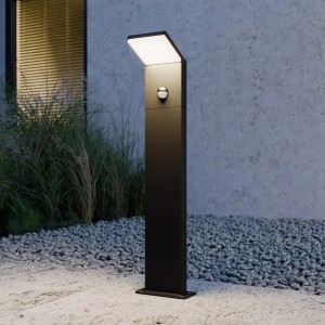 Lucande LED Außenleuchte Nevio 9619043 mit Bewegungsmelder Spritzwassergeschützt Modern in Schwarz aus Aluminium 1-flammig