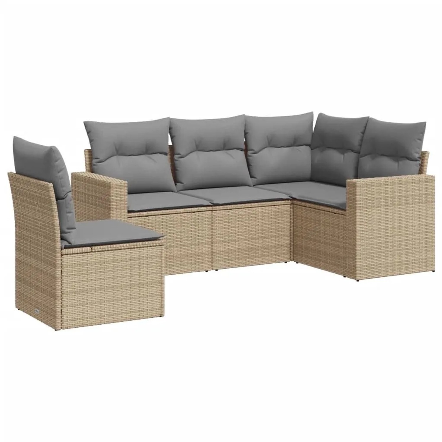vidaXL 5-Tlg Garten-Sofagarnitur mit Kissen Beige Poly Rattan 3251306 günstig online kaufen