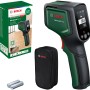 Bosch AdvancedTemp Infrarot-Thermometer mit Zubehör: Tasche, Batterien und Verpackung.