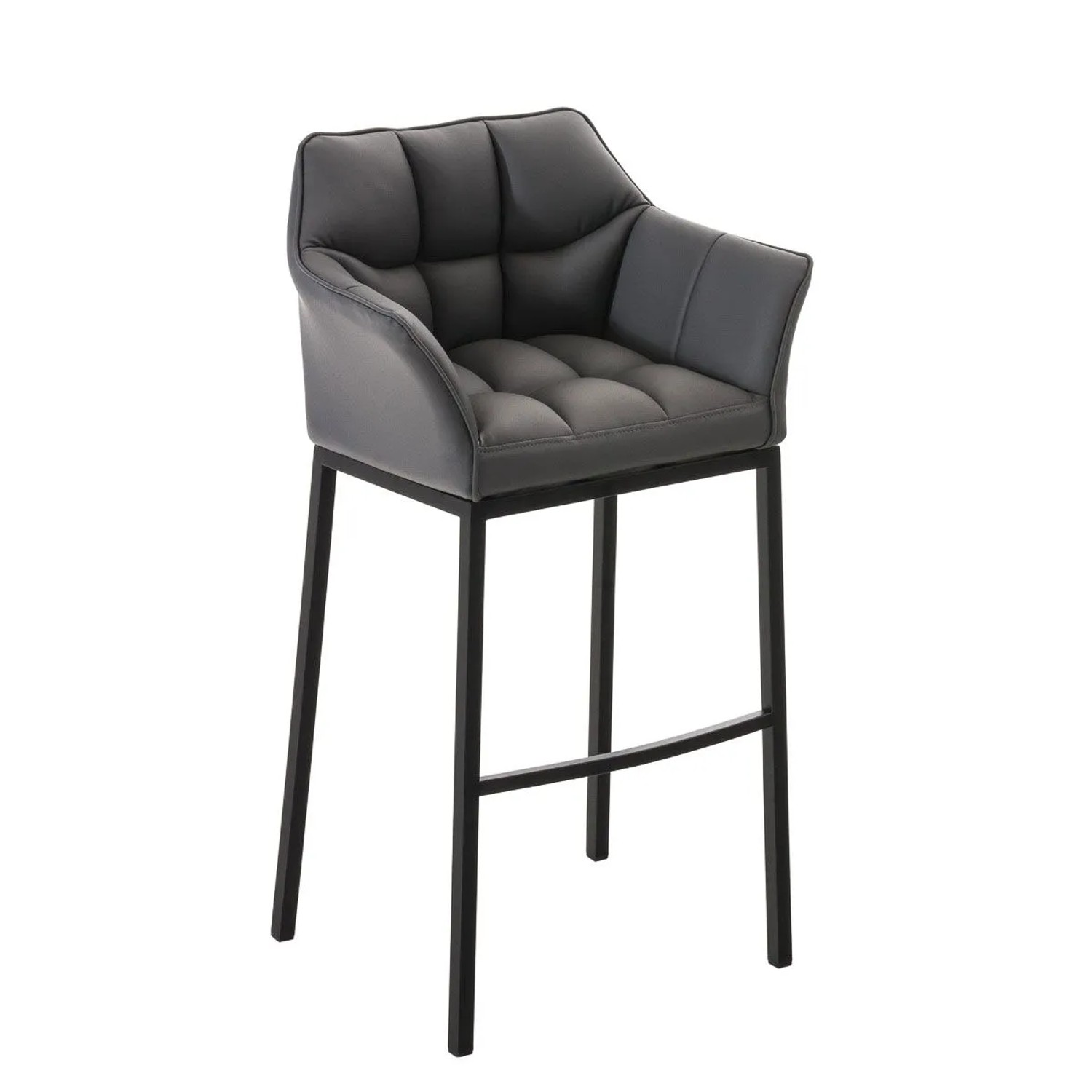 DELUKE Barhocker GIBEL Kunstleder Grau 64x48x110cm Schwarz Barstuhl Mit Lehne Tresenhocker Tresenstuhl