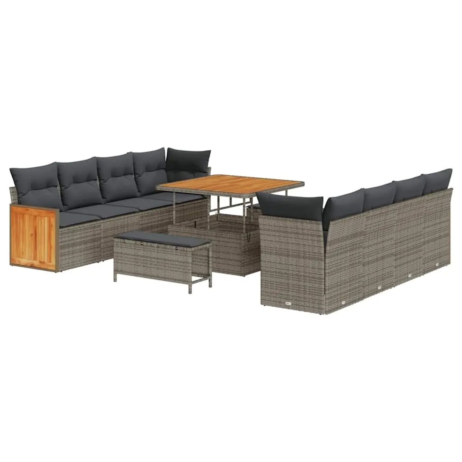 vidaXL Gartensofa-set mit Kissen 12-Tlg Grau Poly-Rattan 3365238 günstig online kaufen