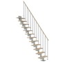 Dolle Mittelholmtreppe Dublin, Ahorn/Perlgrau, mit geraden Stufen und einseitigem Geländer.