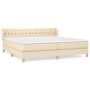 Cremefarbenes vidaXL Boxspringbett 200x200 cm mit Matratze und gestepptem Kopfteil.