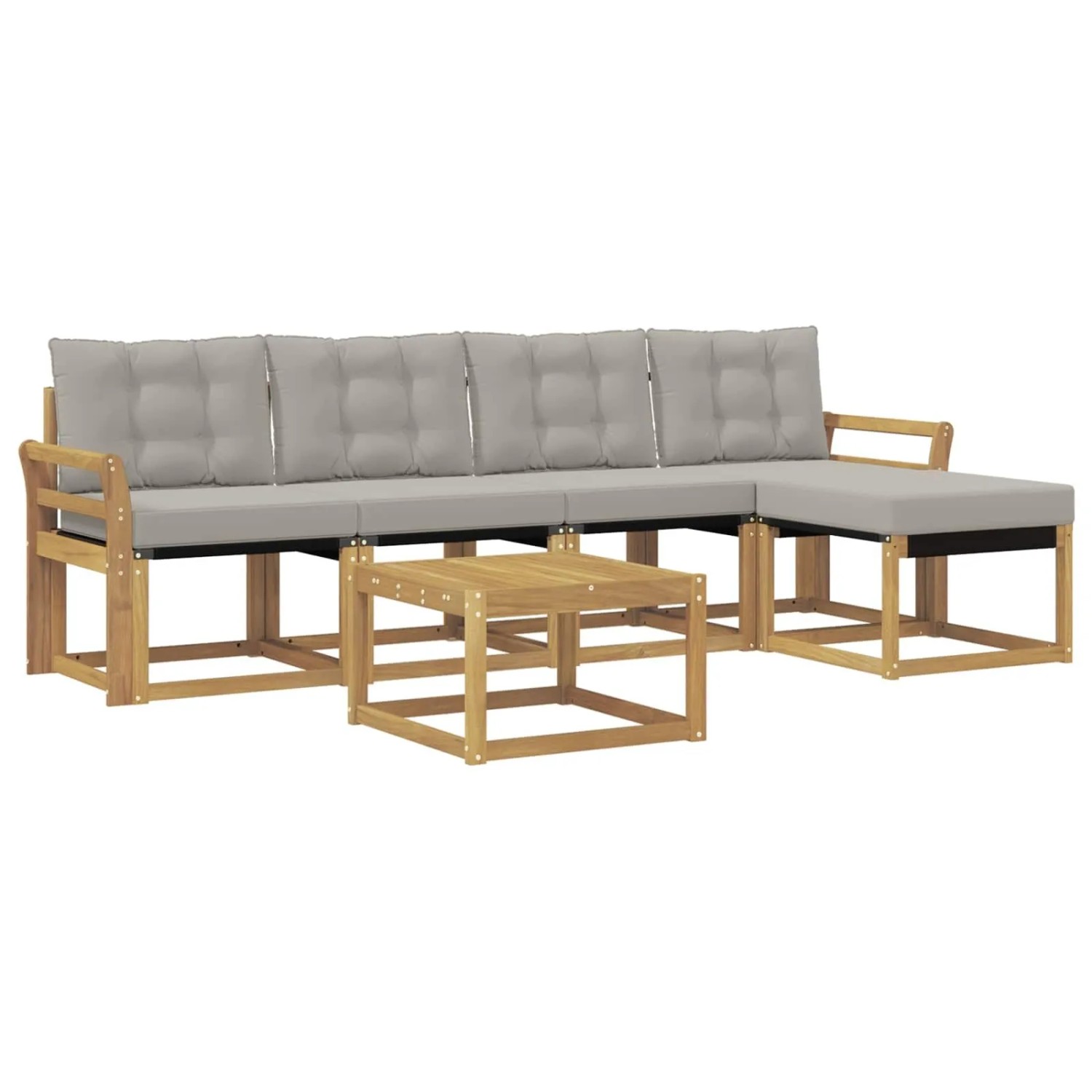 vidaXL Outdoor-Sofagarnitur mit Kissen 6-Tlg Weiß und Hellgrau 3389405