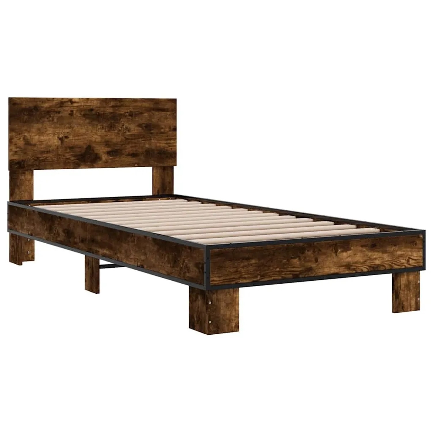 vidaXL Bettgestell Räuchereiche 75x190 cm Holzwerkstoff und Metall 845814 günstig online kaufen