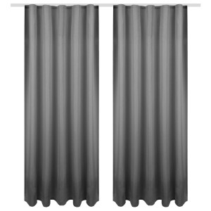 Blickdichter, anthrazitfarbener Dekoschal Ellen im 2er-Pack, 140x245 cm, mit Universalband für Fenstervorhänge.