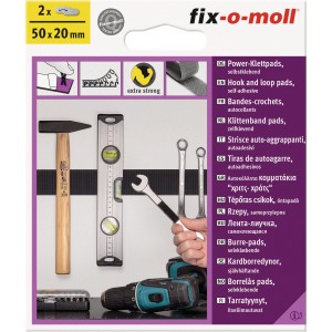 Fix-o-moll Power-Klettpads, 2er Set, selbstklebend, schwarz, 50x20mm.