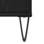 Detailaufnahme: Schwarzer Waschbeckenunterschrank in Eichen-Optik mit Haarnadelbeinen.