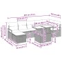 vidaXL Gartenmöbel Set, 8-teilig, grau Polyrattan, mit Maßangaben.