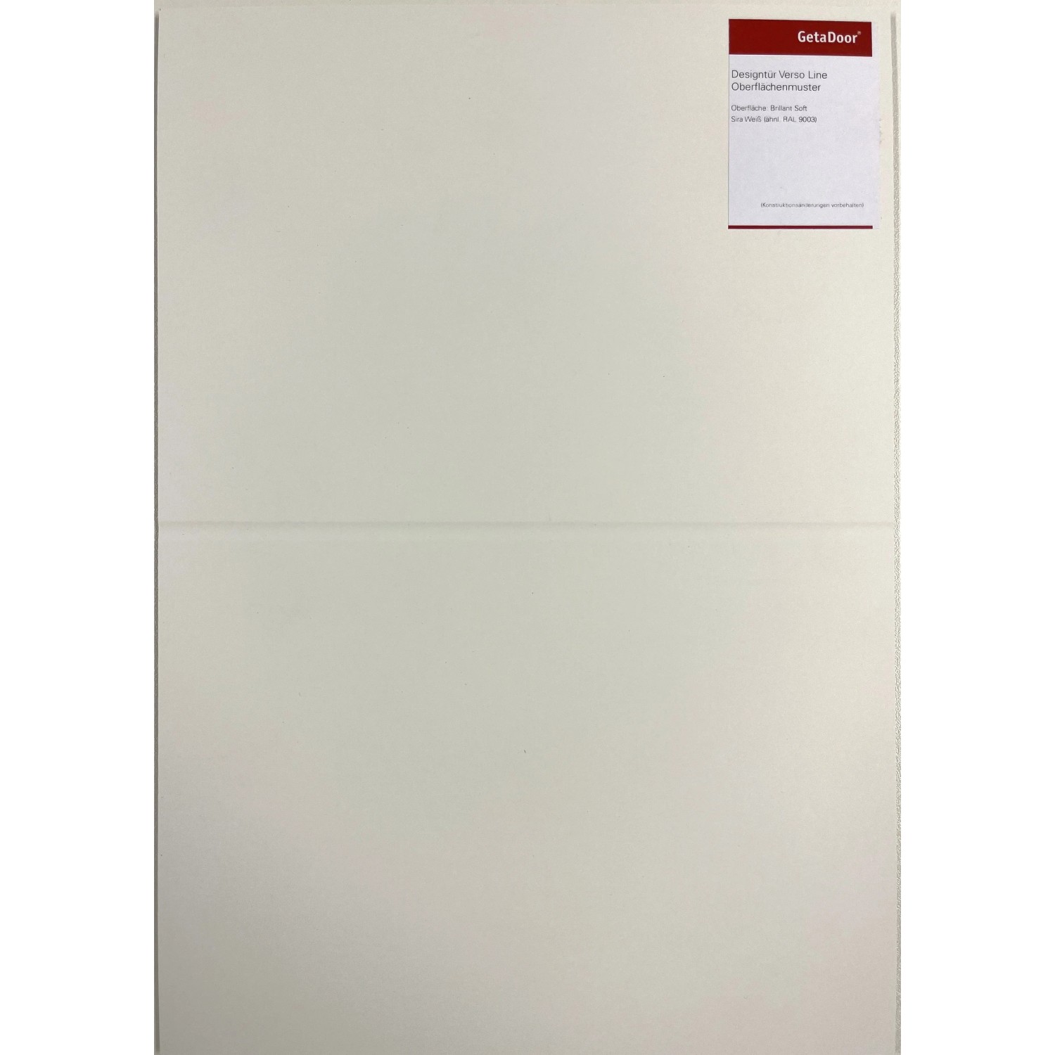 GetaDoor Handmuster Designserie Verso Line Sira Weiß RAL9003