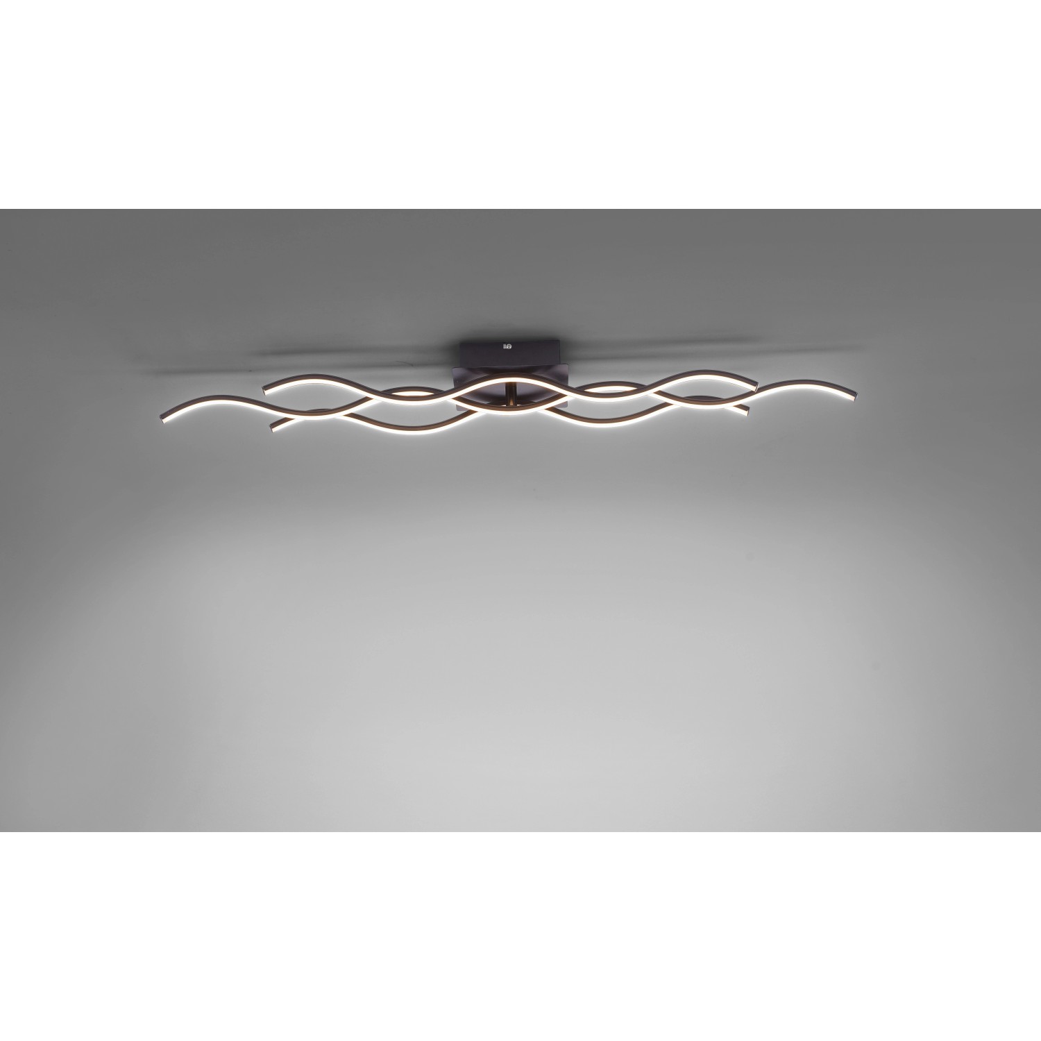Moderne LED-Deckenleuchte Wave in Schwarz, 97,5 cm breit, für Wohnräume.