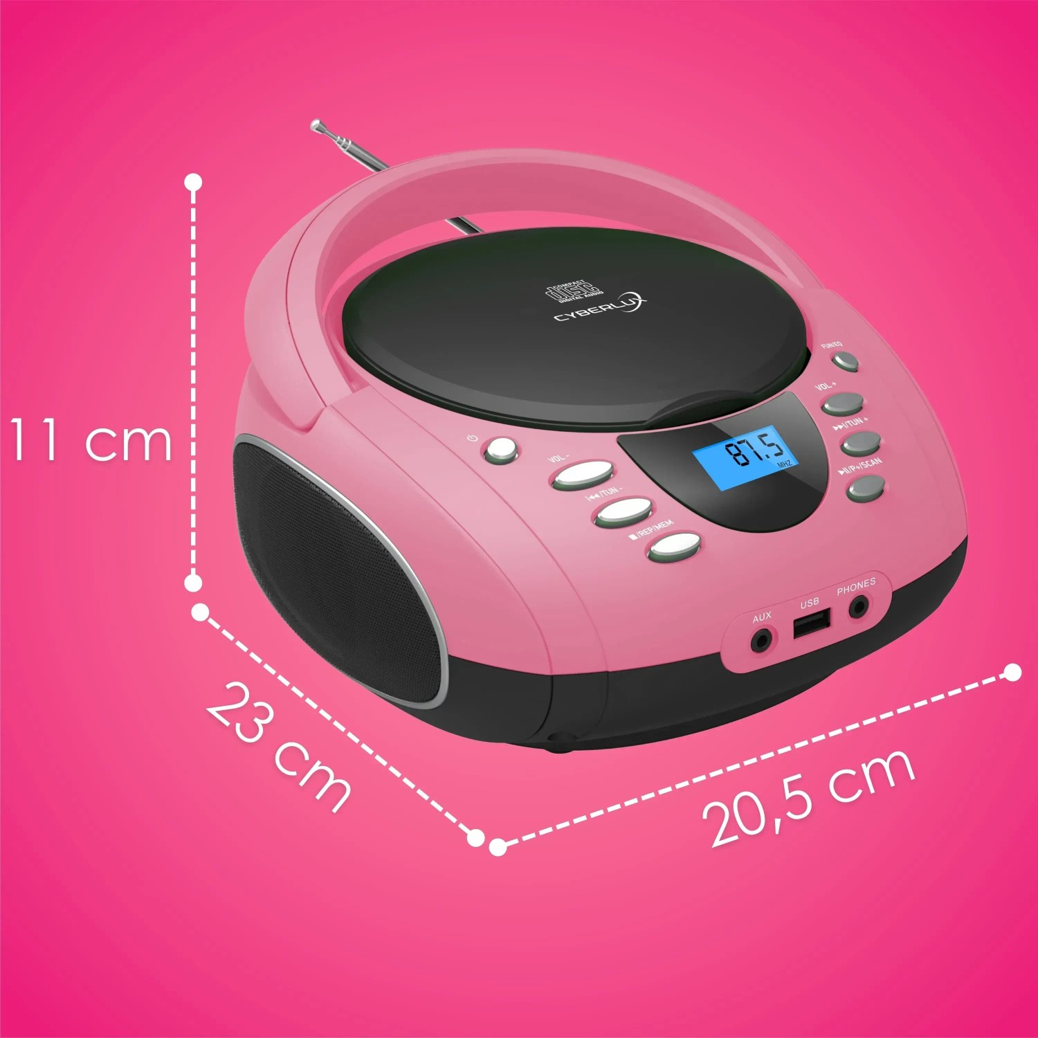 Cyberlux CL-720 CD-Player Tragbar CD/MP3/USB Radio Pink_10