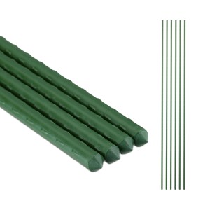 Relaxdays Pflanzstäbe Stahl Kunststoff Dunkelgrün Geriffelt 100 cm 10er Set