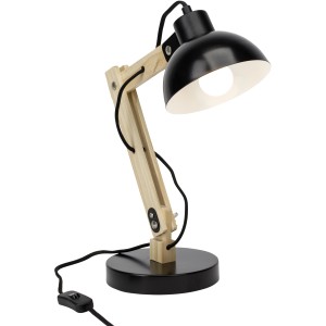 Schwarze Brilliant Tischlampe Moda mit Holzgestell, 41,5 cm hoch. Ideal als Schreibtischlampe.