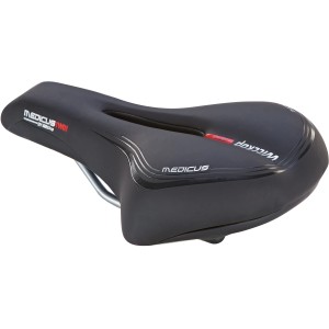 Schwarzer Wittkop Trekking Fahrradsattel Medicus Twin mit Geleinlage und Dämpfung.