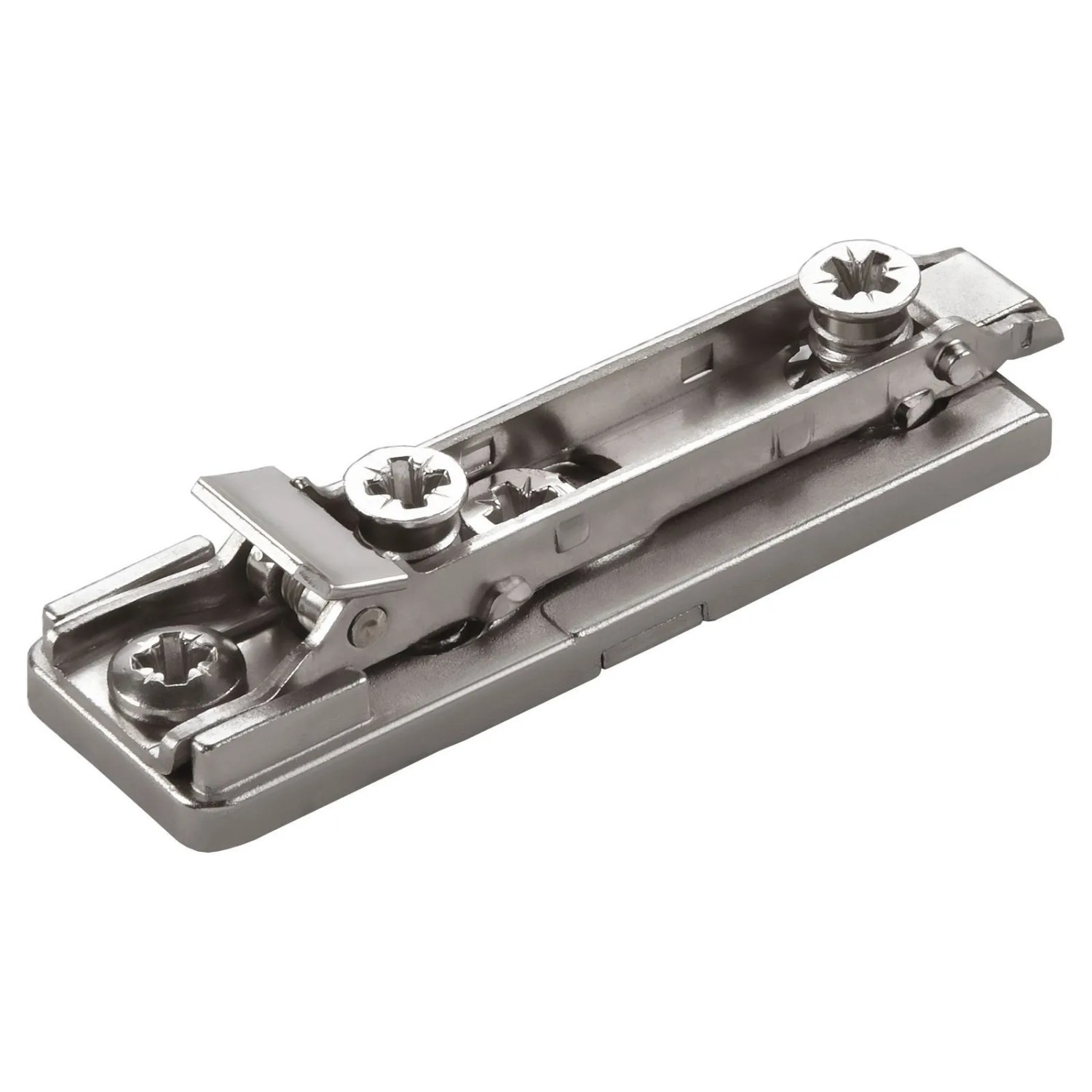SALICE Blitz Montageplatte Linear H0 Exzenterverstellung mit Euroschrauben Nickel Matt