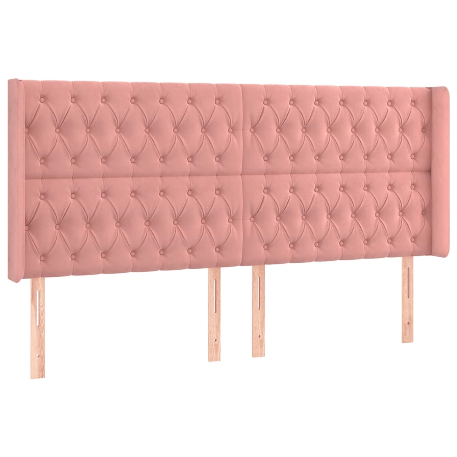 vidaXL LED Kopfteil Rosa 203x16x118/128 cm Samt 3124455