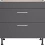 Optifit Unterschrank Ingvar420, 90 cm, Anthrazit Matt, mit 2 Auszügen und Edelstahlgriffen.